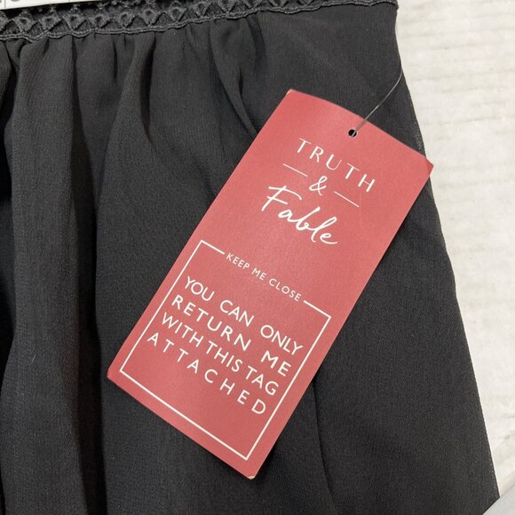 Truth & Fable Dress Womens XL Black Sheer Lace Bodice Chiffon Maxi Crochet Event - Picture 6 of 11